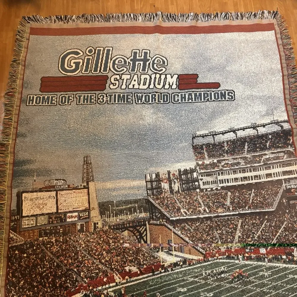 Gillette Stadium New England Patriots 3-Time World Champions Woven Throw Blanket